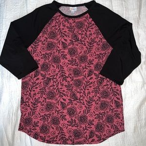 Pink Floral LuLaRoe 3/4 Length Randy Shirt